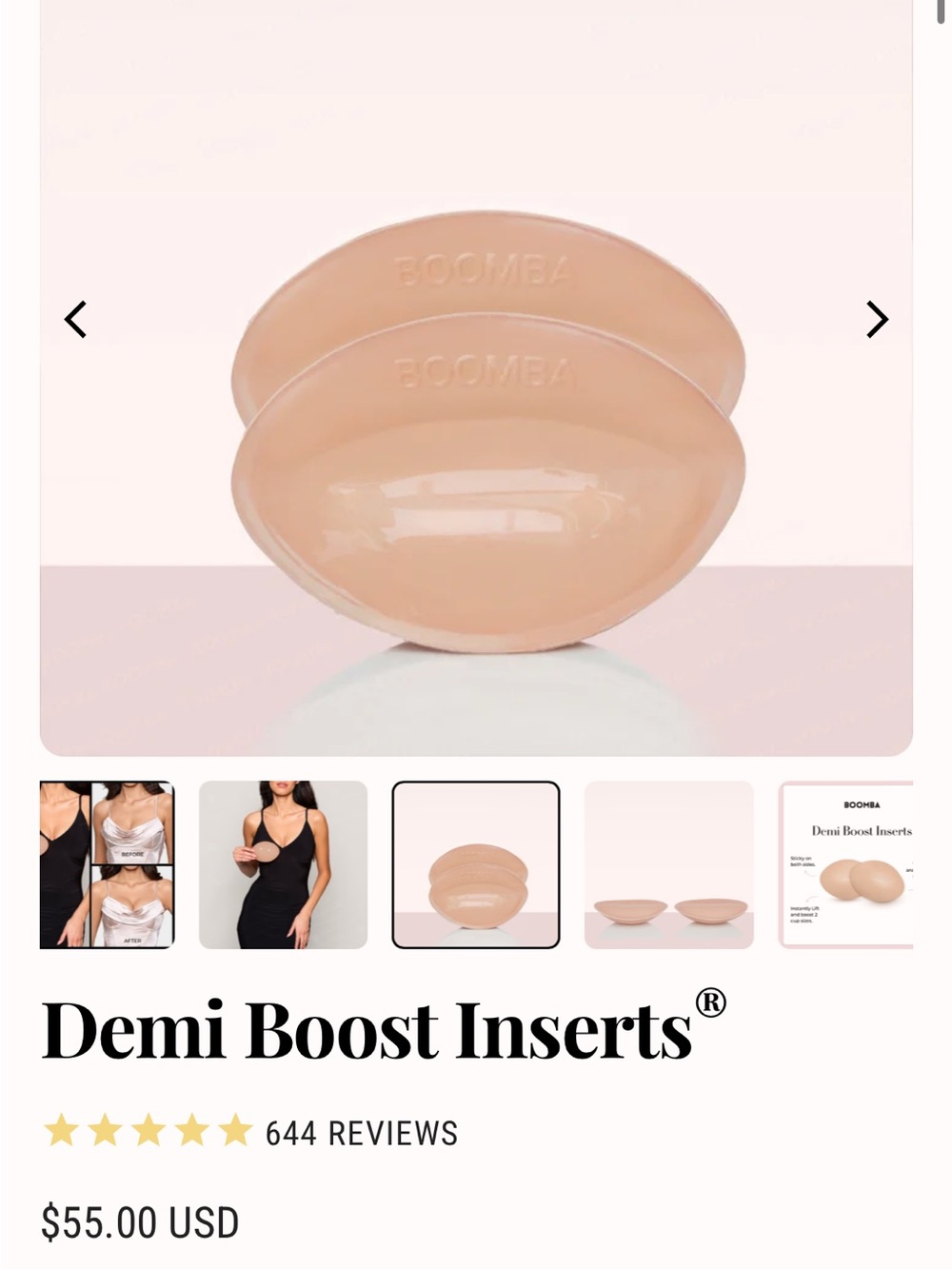 Boomba Demi Boost Inserts in Nude — Subtle Lift Bra Pads